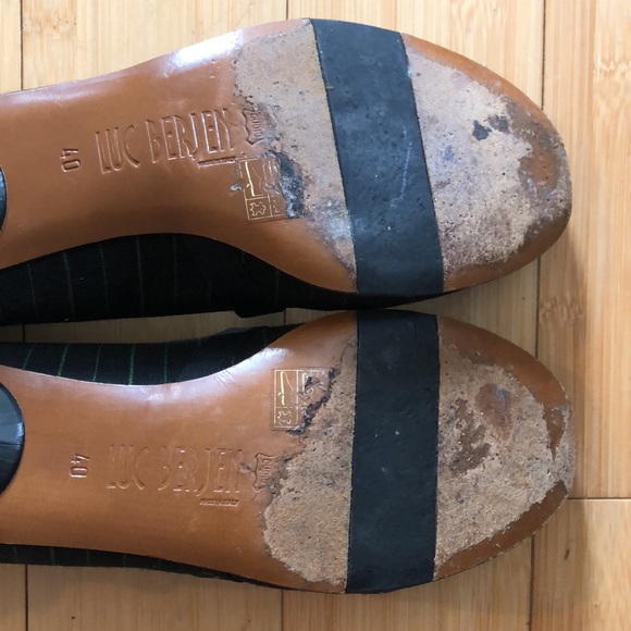 Luc Berjen• Kitten Heeled Pinstriped Loafers - Picture 6 of 11